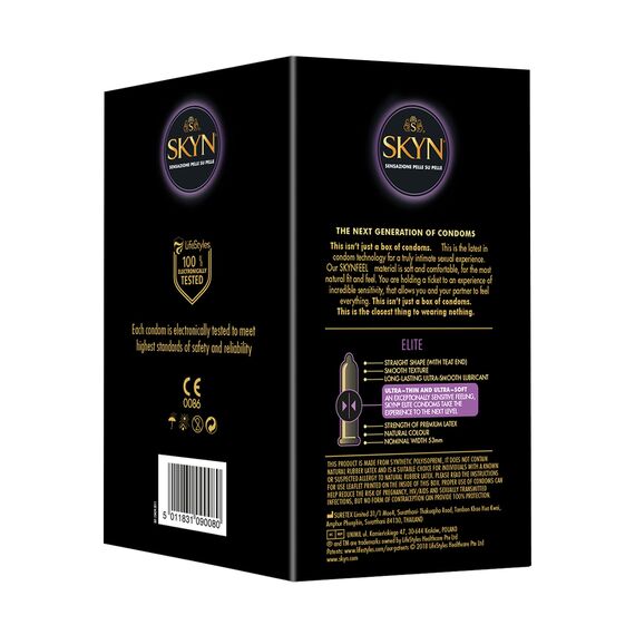 SKYN Elite Kondome (50 Stück) & 5 Senses Kondome (10 Stück) Latexfreie, verendbar mit unser Lube