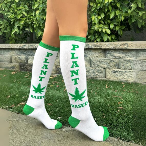 LEG AVENUE Damen Kniestrümpfe auf Pflanzenbasis. Strumpfhose, weiß/grün, Einheitsgröße