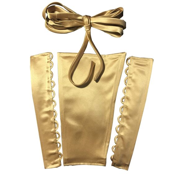 QRBTSCL Damen Hochzeitskleid, Reißverschluss, verstellbare Passform, Satin, Korsett am Rücken, Schnürschuh für Ballkleid, Gold, 16