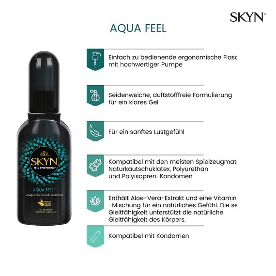 SKYN Large Kondome (100 Stück) & Aqua Feel Gleitgel (80ml) | Große Skynfeel Latexfreie Kondome für Männer, XXL Grösse Gemütlich Gefühlsecht Hauchzart, Wasserbasis Massageöl Sexöl, Stimulierend