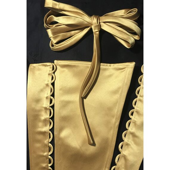 QRBTSCL Damen Hochzeitskleid, Reißverschluss, verstellbare Passform, Satin, Korsett am Rücken, Schnürschuh für Ballkleid, Gold, 20