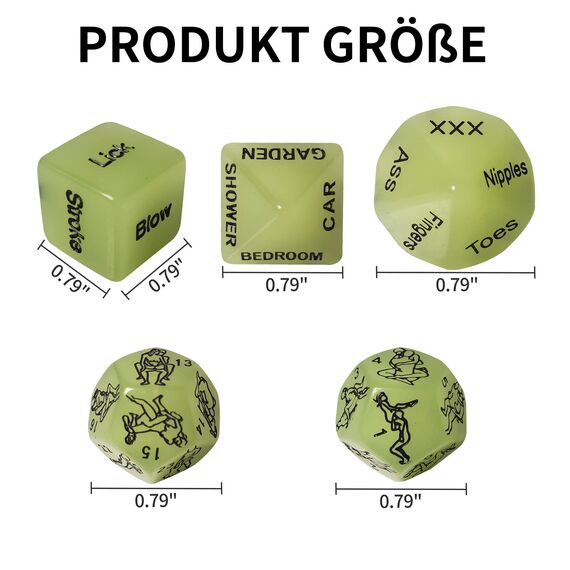 5er Würfelset erotische Würfel für Paare Sex Spiel 36 Position Lehrbuch Würfel Spiel Humor Spiel Paar Schlafzimmer Geschenk für Paar Erwachsene Liebhaber Sex Liebe Spiel für Männer und Frauen (Grün)