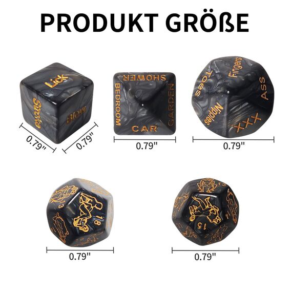 5er Würfelset erotische Würfel für Paare Sex Spiel 36 Position Lehrbuch Würfel Spiel Humor Spiel Paar Schlafzimmer Geschenk für Paar Erwachsene Liebhaber Sex Liebe Spiel für Männer und Frauen Schwarz