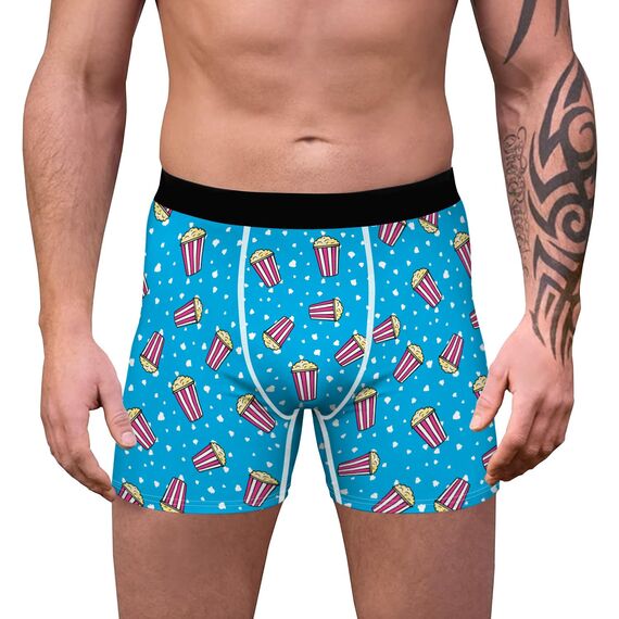 Aueyan, Lustige Geschenke für Herren, Blaue Unterwäsche, Popcorn-Geschenk, Lustige Boxershorts, Niedliche Unterwäsche für Teenager, Jungen, Lustige Pyjama-Shorts, Größe S