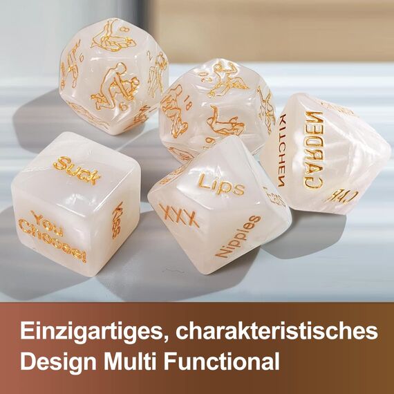 5er Würfelset erotische Würfel für Paare Sex Spiel 36 Position Lehrbuch Würfel Spiel Humor Spiel Paar Schlafzimmer Geschenk für Paar Erwachsene Liebhaber Sex Liebe Spiel für Männer und Frauen (Weiß)
