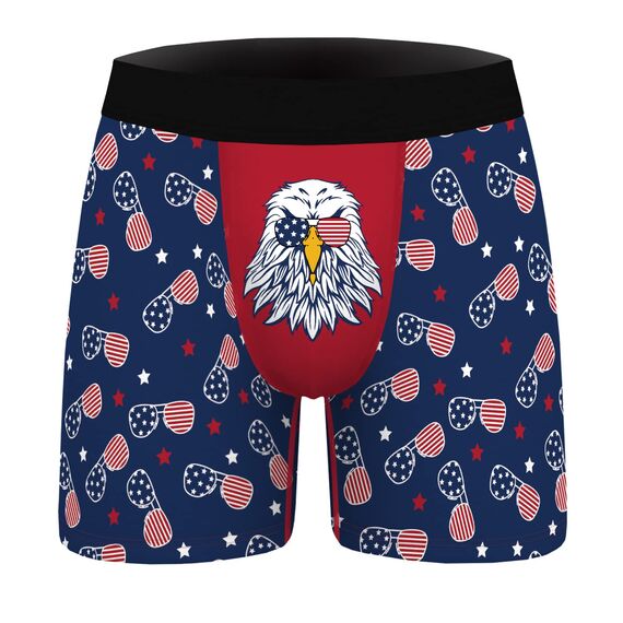 Aueyan, Herren-Boxershorts, Marineblau, Grafik, Lustige Unterwäsche, Boxershorts, Kurzes Bein, Kühlende Unterhose, 10,2 cm Schrittlänge, Herren, Teenager, Jungen, USA, Bedruckt, Sommer