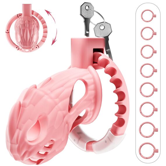 PRONFANS Peniskäfig Sex toys Chastity cage Männer 8 Größen in 1, Keuschheitskäfig herren Sex spielzeug für Paare Männer Sex Sexspielzeug Invisible Lock, Sex toyset für man keuschheitsgürtel Rosa