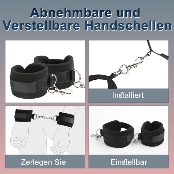 BDSM Sexspielzeug für Paare Extrem Sex Toys, Fesseln & Bondage Set Sex Spielzeug für die Frau mit SM Augenbinden, Verstellbaren Beinschlaufen, Handschellen Sex Bett Plüsch für Frauen & Männer Toy
