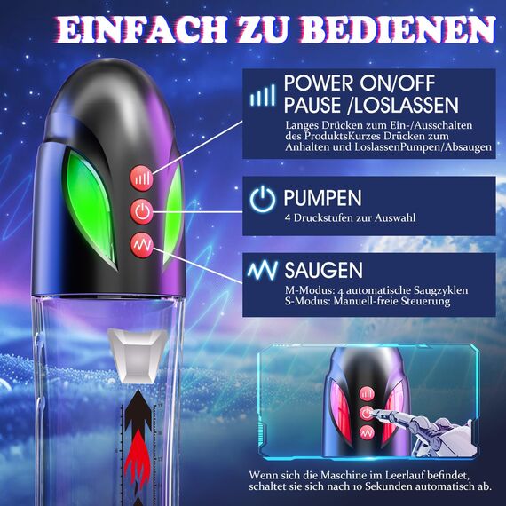 Penis Pumpe Sex Spielzeug für die Männer - Penispumpe für Penisvergrößerung mit 4 Saugenmodi & 4 Druckmodi, Elektrische Penis Pumpe Vakuumpumpe Masturbieren für Männer mit Cockring und Silikonhüllen