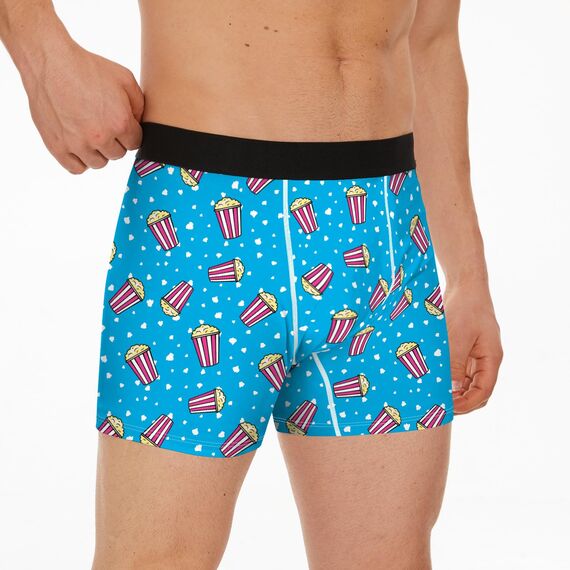Aueyan, Lustige Geschenke für Herren, Blaue Unterwäsche, Popcorn-Geschenk, Lustige Boxershorts, Niedliche Unterwäsche für Teenager, Jungen, Lustige Pyjama-Shorts, Größe S