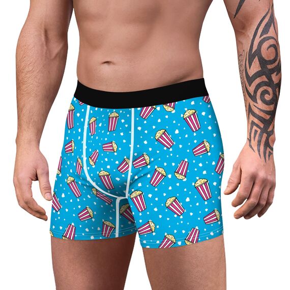 Aueyan, Popcorn-Unterwäsche für Herren, Lustiges Geschenk, Bunte Slips, Unterwäsche für Herren, Cooles Blau, Pyjama-Unterhose, Lustige Boxershorts, Ohne Beutel, Größe XL