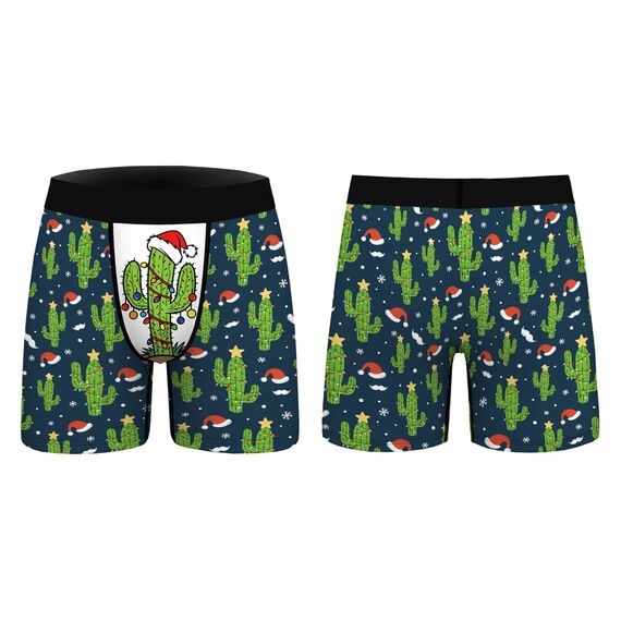 Aueyan Herren-Boxershorts, lustige Unterwäsche, lustige Geschenke für Männer, kein Fliegen, 2er-Pack, Kaktus & Zuckerstange, XX-Large