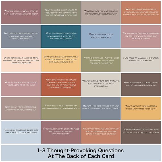 100 Affirmationskarten für Frauen und Männer mit mehr als 150 Fragen zum Nachdenken anregende Fragen, einzigartige Affirmationskarten für Stressabbau, Meditation und Selbstpflege, Geschenk für Frauen