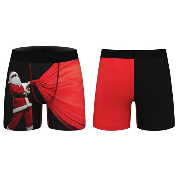 Aueyan Herren-Boxershorts, lustige Unterwäsche, lustiges Geschenk für Männer, kein Fliegen, 2er-Pack, Weihnachtsmann und Rentier, XX-Large