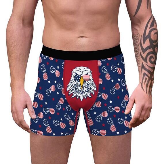 Aueyan, Lustige Unterwäsche für Herren, Marineblaue Boxershorts mit Kühlung und Feuchtigkeitstransport