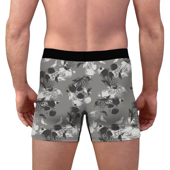 Aueyan, Totenkopf-Boxershorts, Herren-Unterwäsche, Halloween-Boxershorts, Emo-Unterhose, Gothic-Skelett-Druck, Gothic-Zubehör, Größe XXL