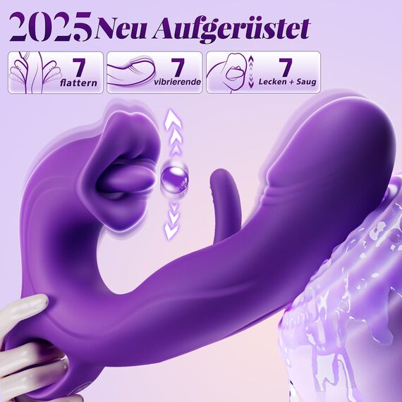 Vibration für Frauen Dildo AI-Sync Vibrator, Sex Spielzeug für die Frau mit 7 Zungenlecken 7 Schlagmodi 7 Vibrationmodi, Vibratorensets für Frauen Sex Toyset für Woman G Punkt Klitoris Vibratoren