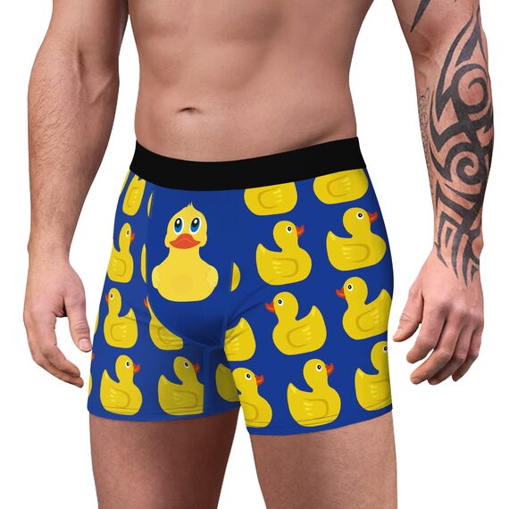 Aueyan, Herren-Boxershorts, Weiß / Blau, Lustige Boxershorts, Sexy Unterwäsche, 2 Stück, Witzige Geschenke, Atmungsaktive Unterwäsche, Boxershorts, Kein Eingriff, Ohne Beutel, Grafikdruck, Kurzes Bein