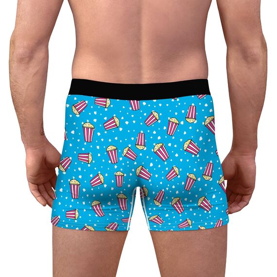 Aueyan, Popcorn-Geschenk, Lustige Unterwäsche für Herren, Coole blaue Unterwäsche, Boxershorts, Lustiges Valentinstagsgeschenk für Männer, Bedruckt, Größe XXL