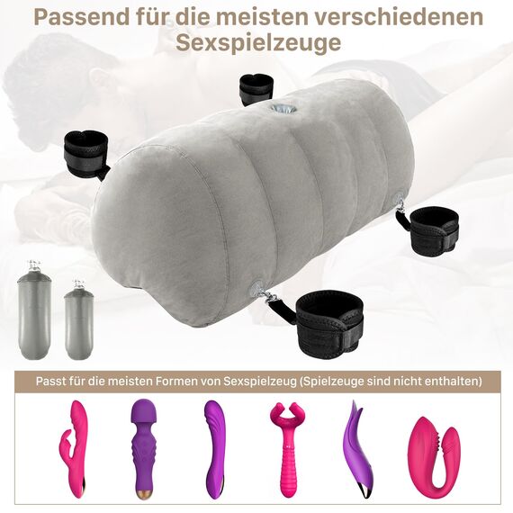 Sex Positions Kissen Lendenkissen mit Dildo Halterung und Nippelklemmen Handschellen Fußschellen für Erwachsene Paare Sex Spielzeug Sex Kissen für Sexstellungen Frauen G Punkt Position Kissen Multifun
