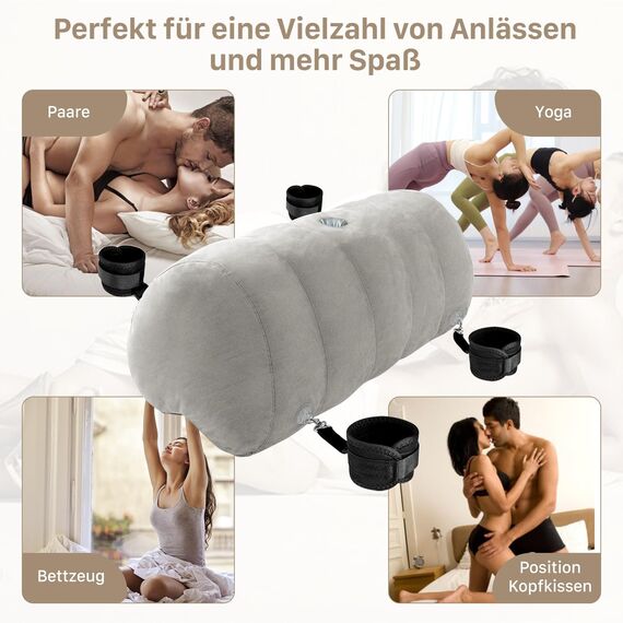 Sex Positions Kissen Lendenkissen mit Dildo Halterung und Nippelklemmen Handschellen Fußschellen für Erwachsene Paare Sex Spielzeug Sex Kissen für Sexstellungen Frauen G Punkt Position Kissen Multifun