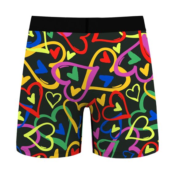 Aueyan, Lustige Unterwäsche für Herren, Boxer, Herz-Boxer, Geschenk, Lustiges Zubehör, Gay-Geschenk, Kurze Beinlänge, 10,2 cm Schrittlänge, Ohne Beutel, Unterhosen, Herz-Shorts