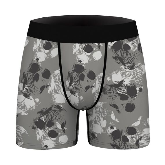Aueyan, Halloween-Unterwäsche für Herren, Totenkopf-Boxershorts, Gothic-Boxershorts, Graues Skelett-Grafikdruck, Coole Herren-Halloween-Unterhose, Gothic-Zubehör, Größe L
