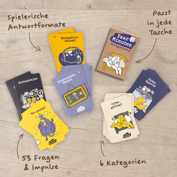 PaarMinuten Bettgeflüster – 53 spielerische Gesprächskarten für Paare und Eltern, liebevolle Geschenkidee zum Valentinstag, Fragespiel zu Intimität, Nähe für zweisame Paarmomente … BETTGEFLÜSTER