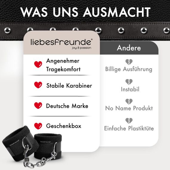 Liebesfreunde® Handschellen für sinnliche Sexspiele - Bondage Fesseln Sex Spielzeug für Paare, Erotisches Sexspielzeug BDSM Set, extrem soft