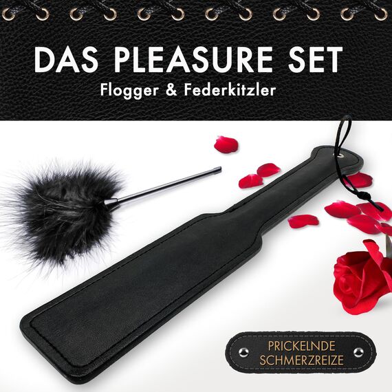 Liebesfreunde® Sex Paddel inkl. Federkitzler, BDSM Peitsche Sex Spielzeug für Paare, SM Flogger, Gerte, Bondage Zubehör