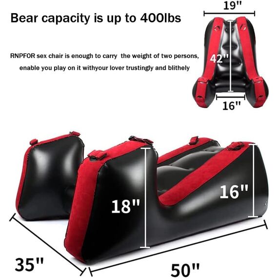 RNPFOR Aufblasbare Sexmöbel für G Punkt Positionshilfe Sexkissen für Erwachsene Spiele Sex Hilfskissen Rampe Sex Sofa Bett Paare Vergnügen Sexartikel Stuhl für Frauen (Red)