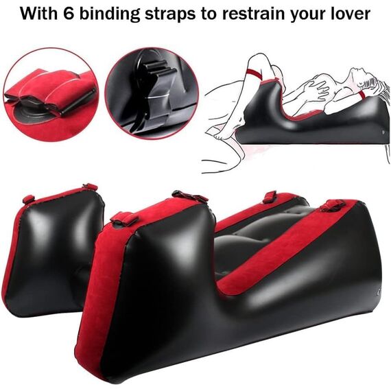 RNPFOR Aufblasbare Sexmöbel für G Punkt Positionshilfe Sexkissen für Erwachsene Spiele Sex Hilfskissen Rampe Sex Sofa Bett Paare Vergnügen Sexartikel Stuhl für Frauen (Red)