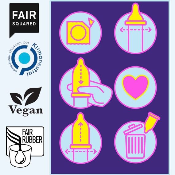 FAIR SQUARED 10 Stück Kondome Smooth – extra feucht mit Extraportion Gleitmittel – vegane condoms – Naturkautschuk nachhaltig & fair – LGBTQ – Präsevativ gefühlsecht hauchzart – Condome vegan