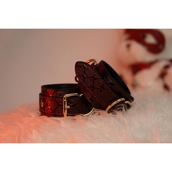 BDSM Bondage Spreizstange Sexspielzeug Set, 10er Sex Rot Leder Fesseln Set mit Handschellen Fußfessel, BDSM Verstellbare Bettfesseln Spielzeug Hart für Paare Frauen Sex