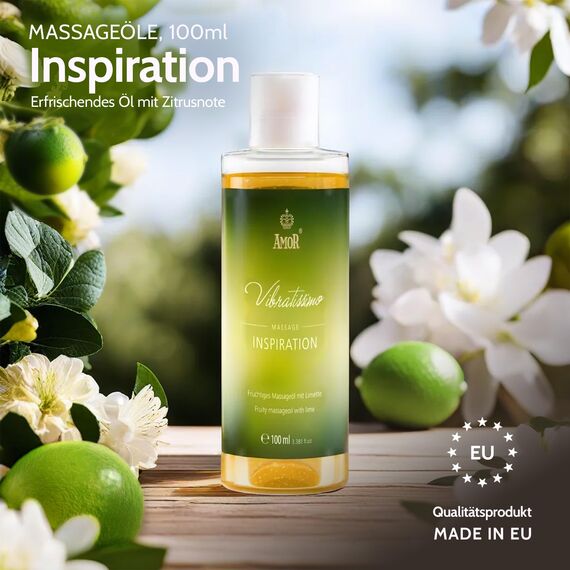 Vibratissimo Inspiration 100 ml Massageöl - Erfrischend mit LimettenDuft - Stimulierend, Zitrus, Frischer Duft & Gleitöl, Liebesöl