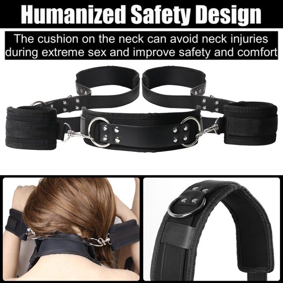 Sex Spielzeug für Die Paare Extrem Hart BDSM Bondage - Offenes Bein Fesseln Handschellen für Sexspiele, Sex Toys Bondageset Fessel Set Anfänger (Schwarz)