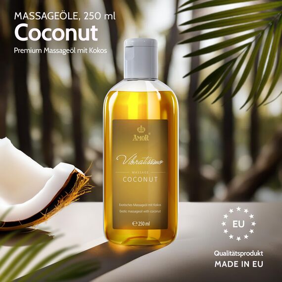 Vibratissimo Coconut 250 ml Massageöl - Natürliche Entspannung mit KokosDuft - Hautpflege, Wellness, Exotischer Duft