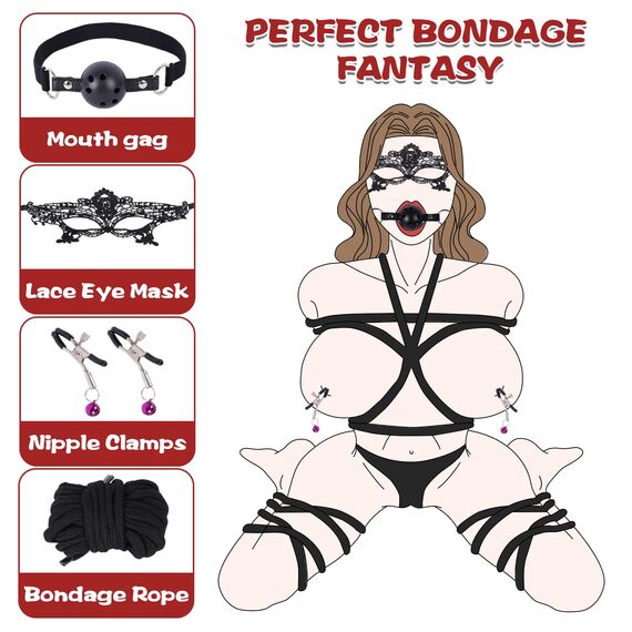 BDSM Sex Bondage Sexspielzeug Set, Extrem Fesseln Set mit Handschellen Fußfesseln Peitsche Nippelklammern Knebel Analplug und Spitze Augenmaske, 25 Stück SM Fesseln Spielzeug Hart für Paare