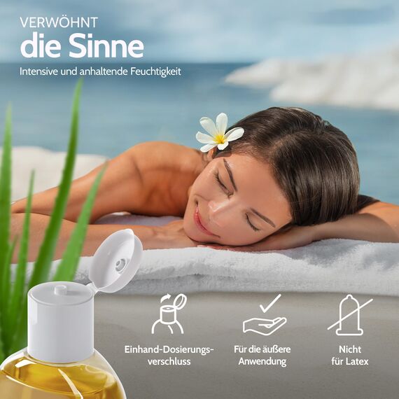 Vibratissimo Sensual Care 250 ml Massageöl - Pflegend mit Aloe Vera - Beruhigend, Feuchtigkeitsspendend, HautPflege & Gleitöl