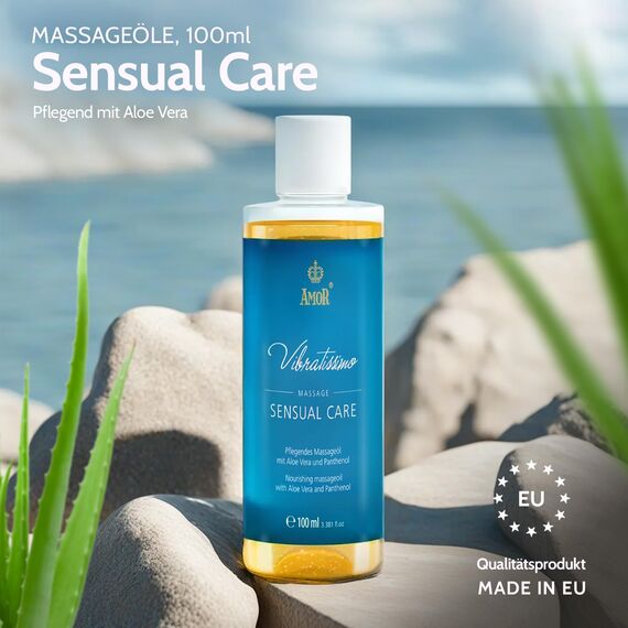 Vibratissimo Sensual Care 100 ml Massageöl - Pflegend mit Aloe Vera - Beruhigend, Feuchtigkeitsspendend, HautPflege & Gleitöl, Liebesöl