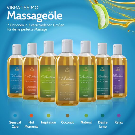 Vibratissimo Sensual Care 250 ml Massageöl - Pflegend mit Aloe Vera - Beruhigend, Feuchtigkeitsspendend, HautPflege & Gleitöl