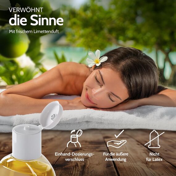Vibratissimo Inspiration 250 ml Massageöl - Erfrischend mit LimettenDuft - Stimulierend, Zitrus, Frischer Duft & Gleitöl, Liebesöl