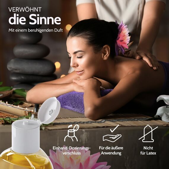 Vibratissimo Relax 250 ml Massageöl - Tief entspannende Duftmischung - Beruhigend, Stressabbau, Entspannung & Gleitöl