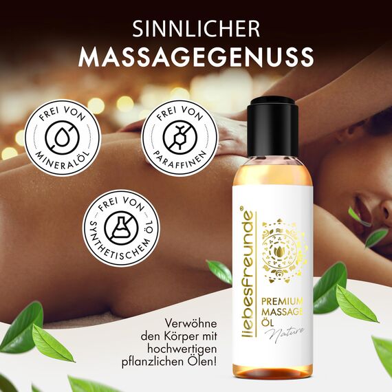 Liebesfreunde® Massageöl Nature - Sinnliches Massage Öl zur Entspannung für Paare, 150 ml