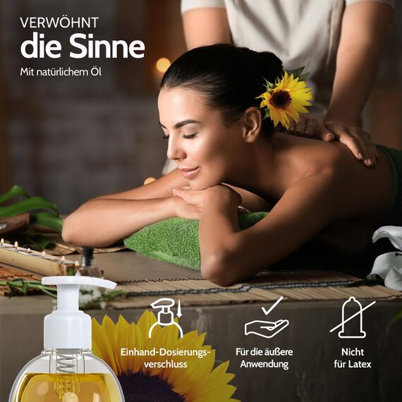 Vibratissimo Natural 1000 ml Massageöl - Sanfte Pflege mit Natürlichen Inhaltsstoffen - Hautfreundlich, Gleitöl, Liebesöl
