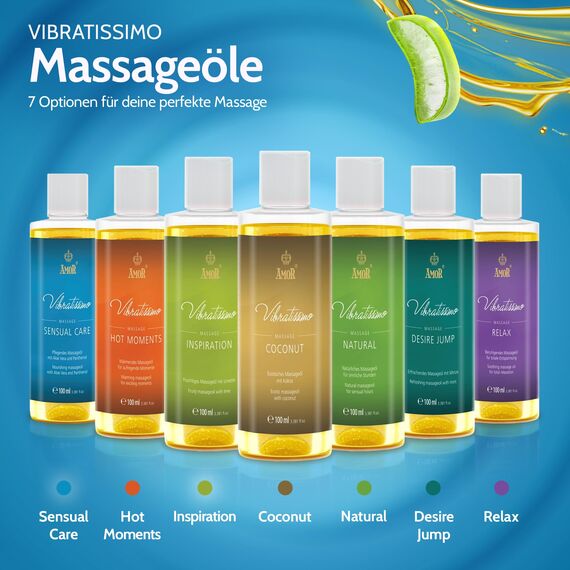 Vibratissimo Sensual Care 100 ml Massageöl - Pflegend mit Aloe Vera - Beruhigend, Feuchtigkeitsspendend, HautPflege & Gleitöl, Liebesöl