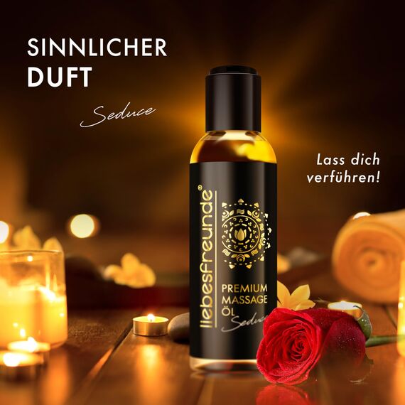 Liebesfreunde® Massageöl PREMIUM für genussvolle Massagen - Erotik Massage Öl, 150 ml