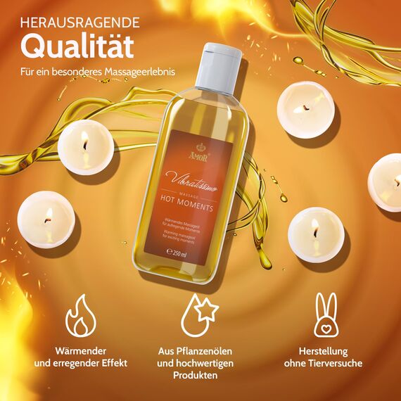 Vibratissimo Hot Moments 250 ml Massageöl - Aufheizendes Massageerlebnis - Stimulierende Massageöle, Entspannung Für Paare & Gleitöl