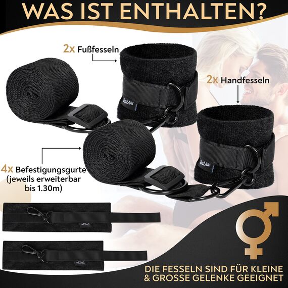 DaniChou Bettfesseln - FlexBind Sex Set | Fixierung am Möbelfuß | Sex Toys, Fesseln für Frau/Mann, BDSMS Fesseln Set BDSMS Toys, Bondageset Fessel Set, Sex Spielzeug für Paare