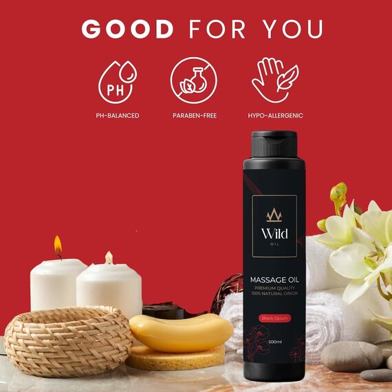 Wild Natürliches Massageöl – Feuchtigkeitsspendend & Trägeröl, Vegan & Hypoallergen, für Körperpflege, Muskelbehandlung & Aromatherapie, ideal nach dem Bad - 250ml